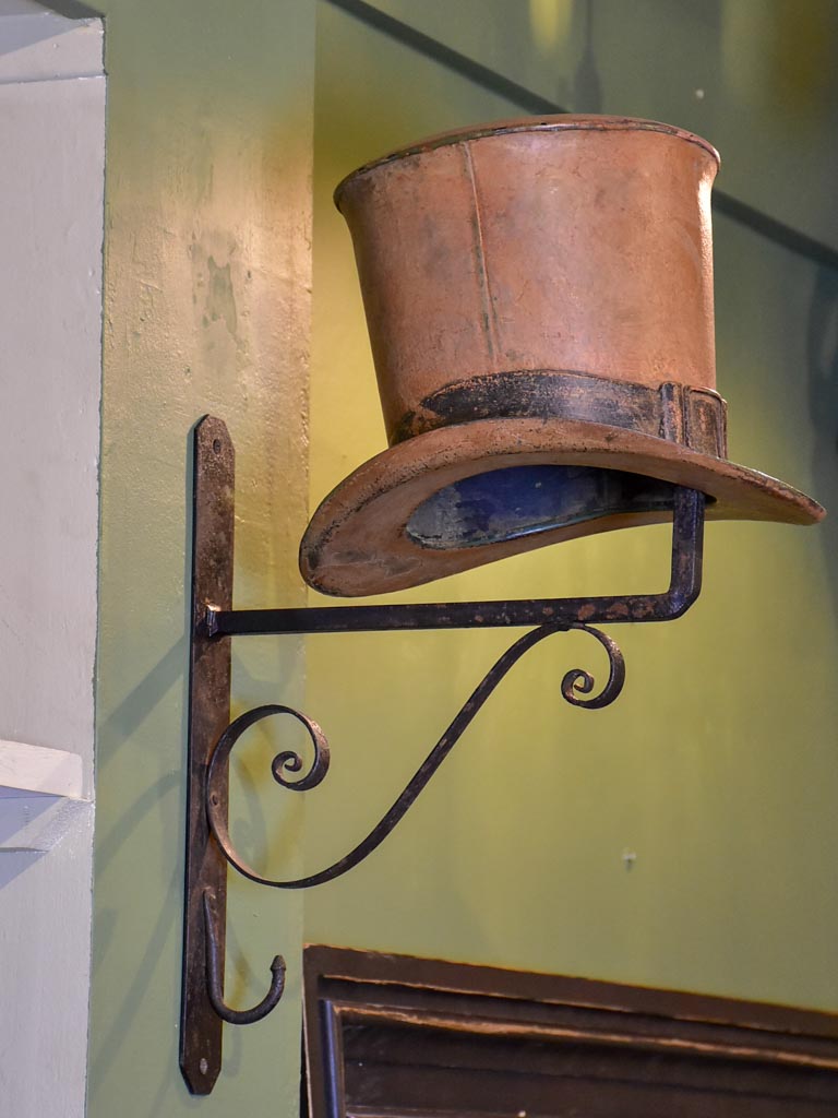 19th Century French sign from a milliner's shop with a top hat