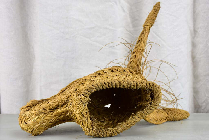 Vintage French donkey's head - straw