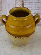 19th century French confit pot with yellow glaze