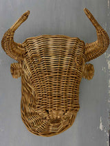 Vintage French bull's head - wicker