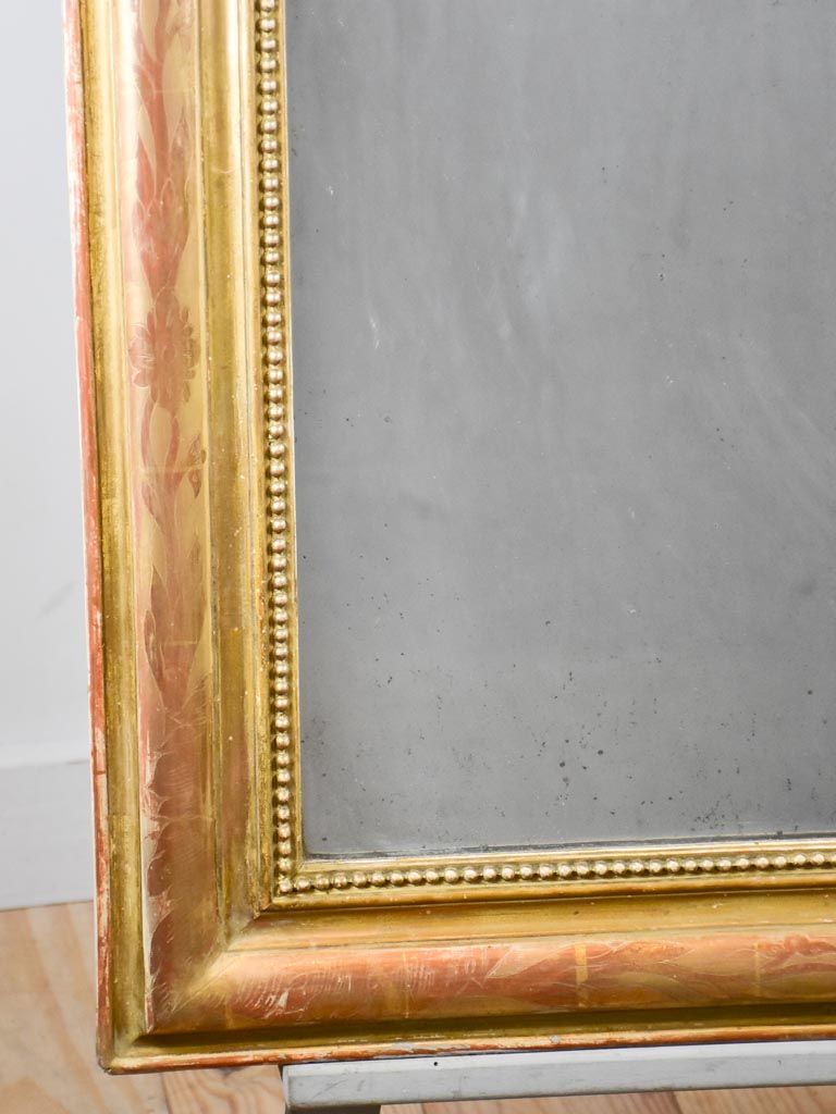 Antique French Louis Philippe mirror with gilt frame and running pearl 28¾" x  39¾"