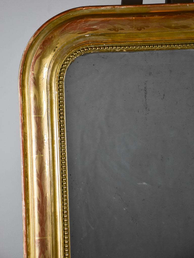 Antique French Louis Philippe mirror with gilt frame and running pearl 28¾" x  39¾"