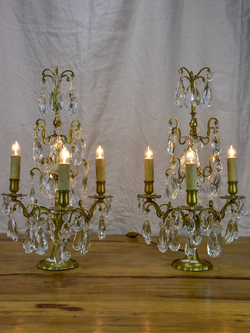 Pair of late 19th Century chandelier table lamps or Girandoles - three lights