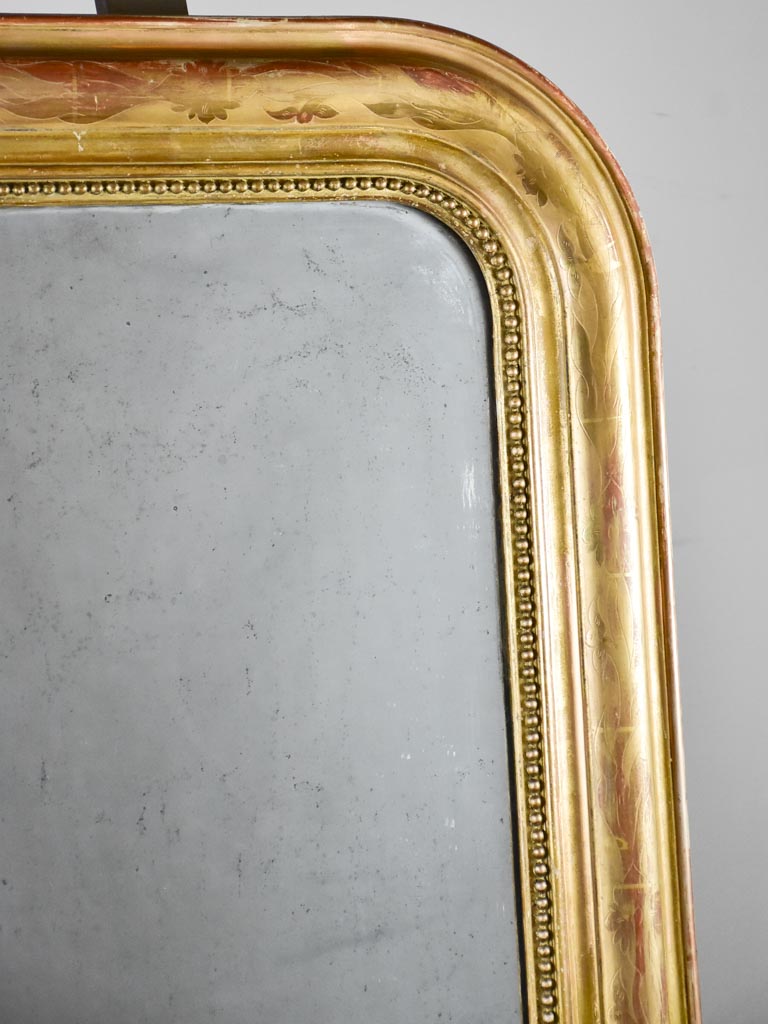 Antique French Louis Philippe mirror with gilt frame and running pearl 28¾" x  39¾"