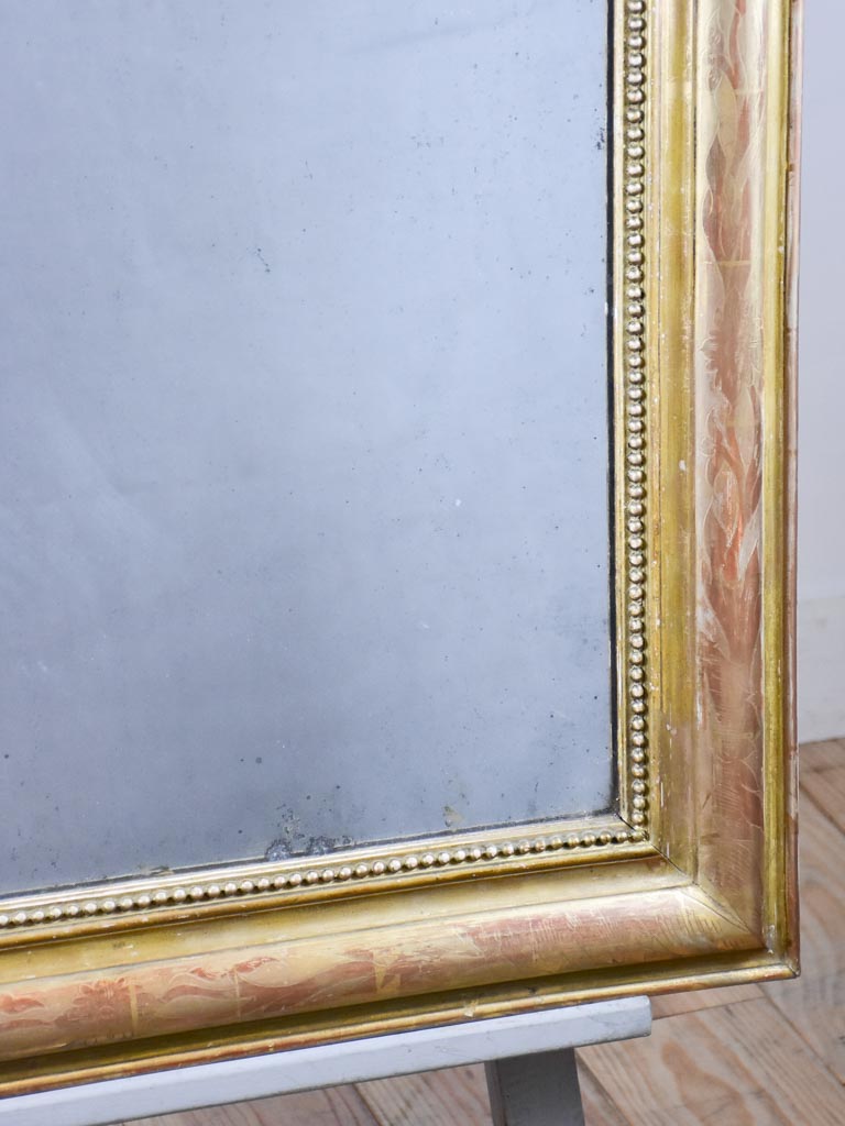 Antique French Louis Philippe mirror with gilt frame and running pearl 28¾" x  39¾"