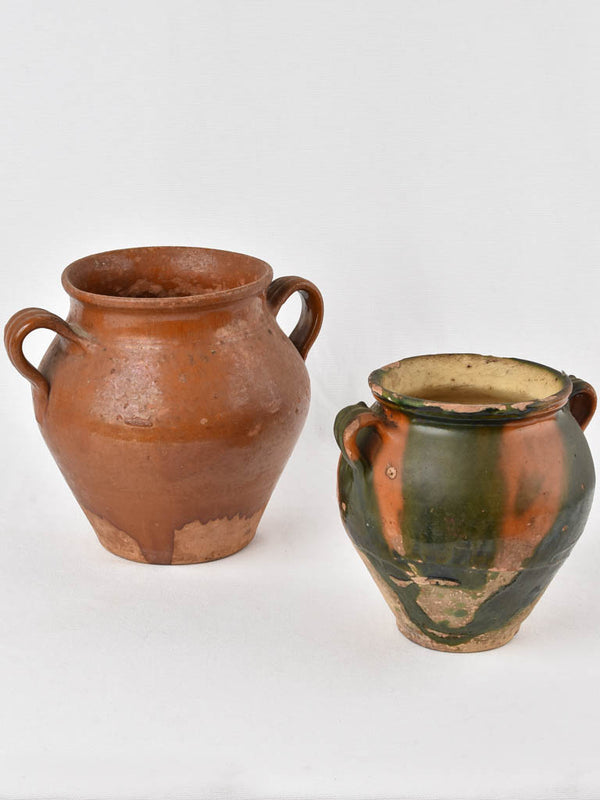 2 large brown confit pots - 19th century 10¾"