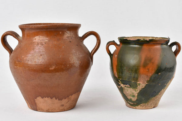 2 large brown confit pots - 19th century 10¾"