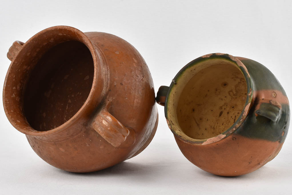 2 large brown confit pots - 19th century 10¾"