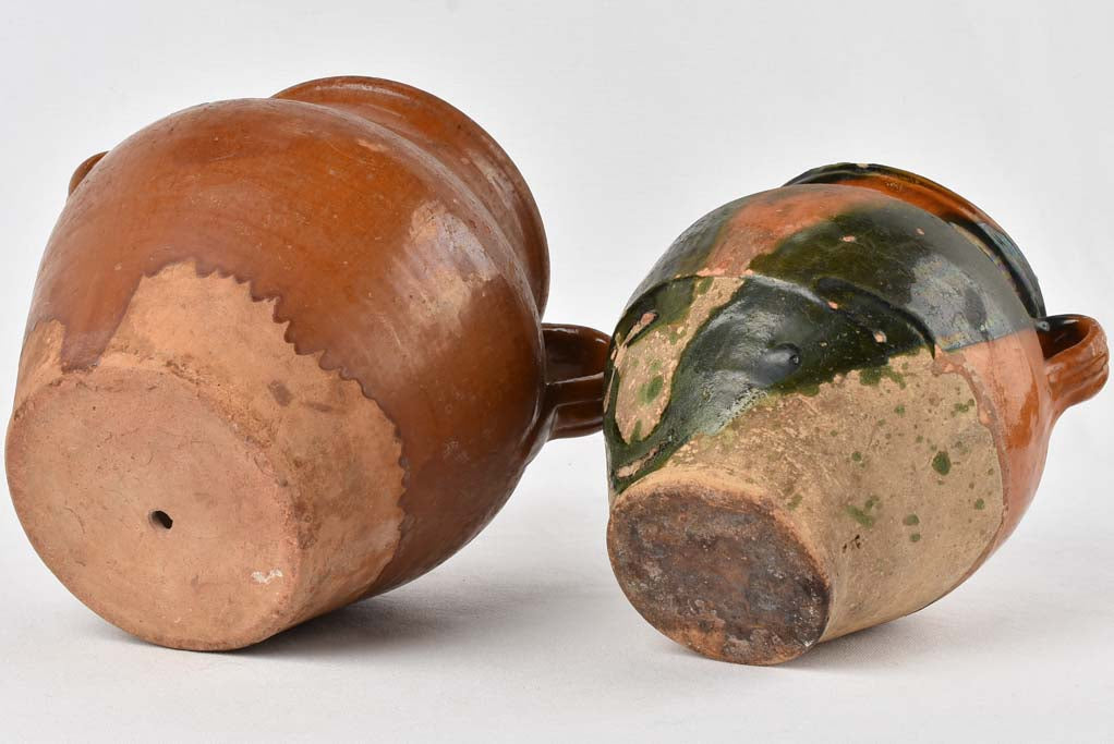 2 large brown confit pots - 19th century 10¾"