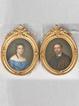 Antique Pastel Portraits Gold Gilt Frames