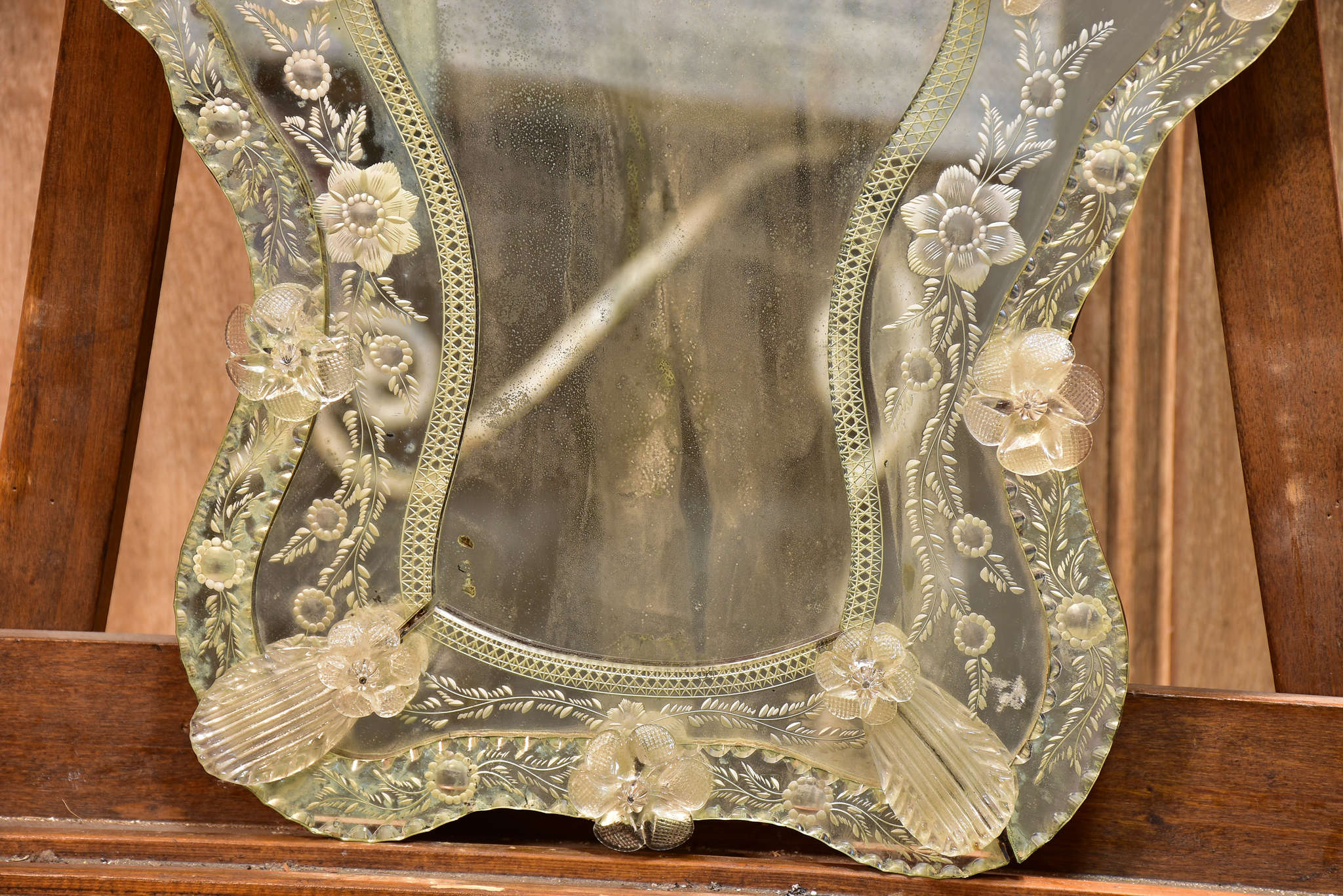 Antique Venetian mirror with stand