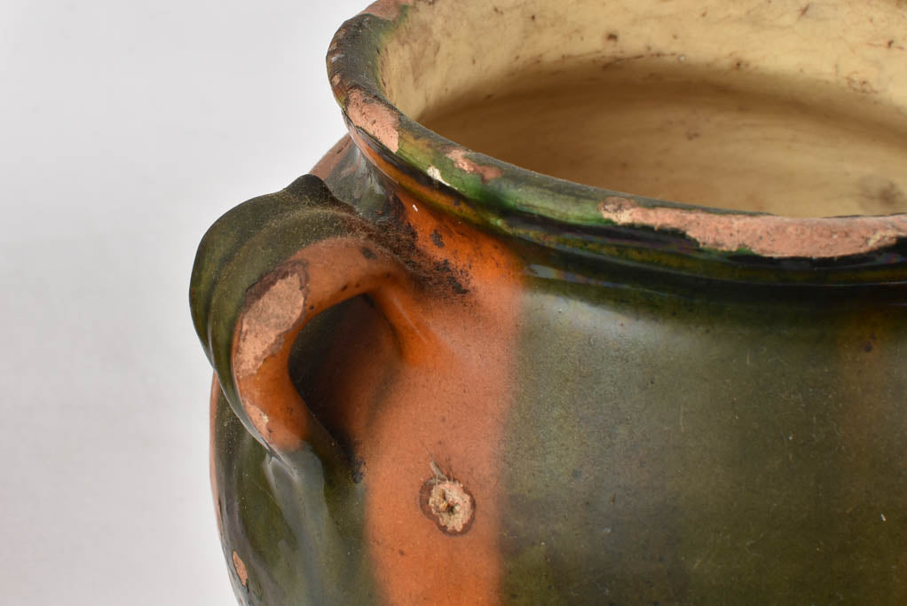 2 large brown confit pots - 19th century 10¾"