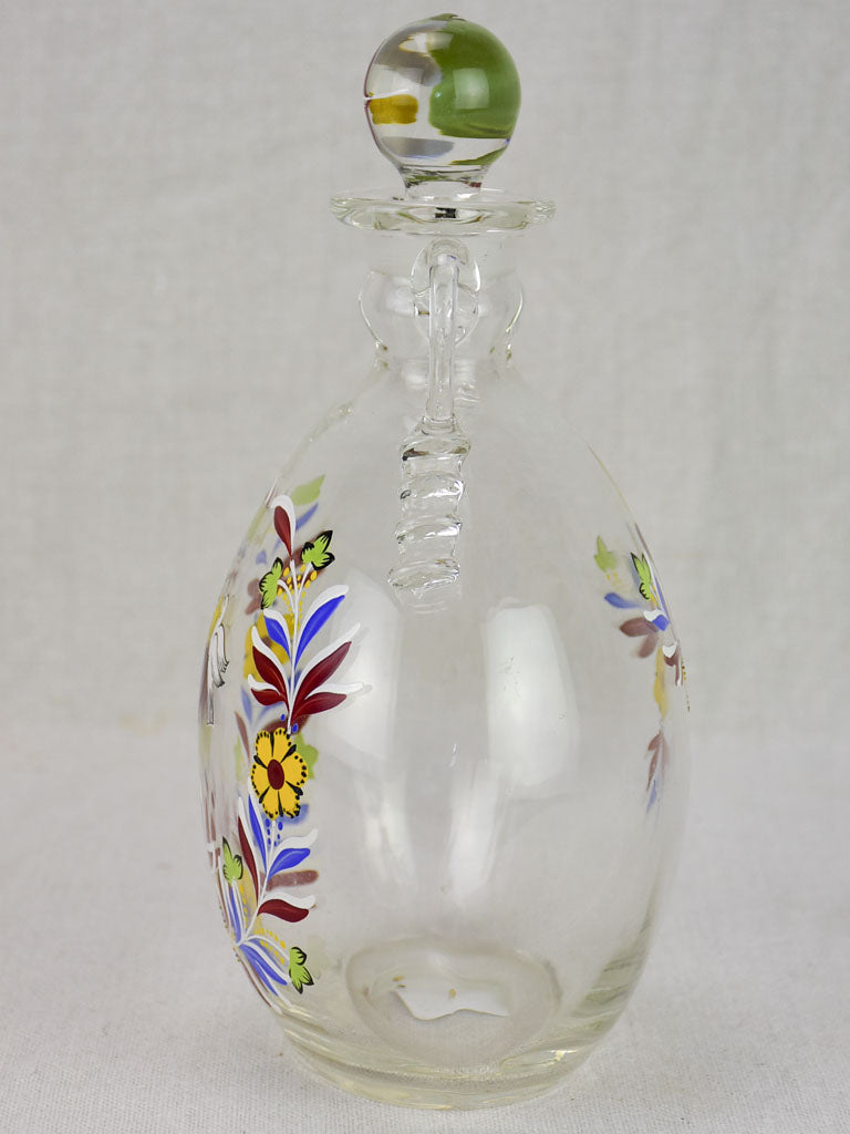 Old Fashioned Glass Flask with Hearts