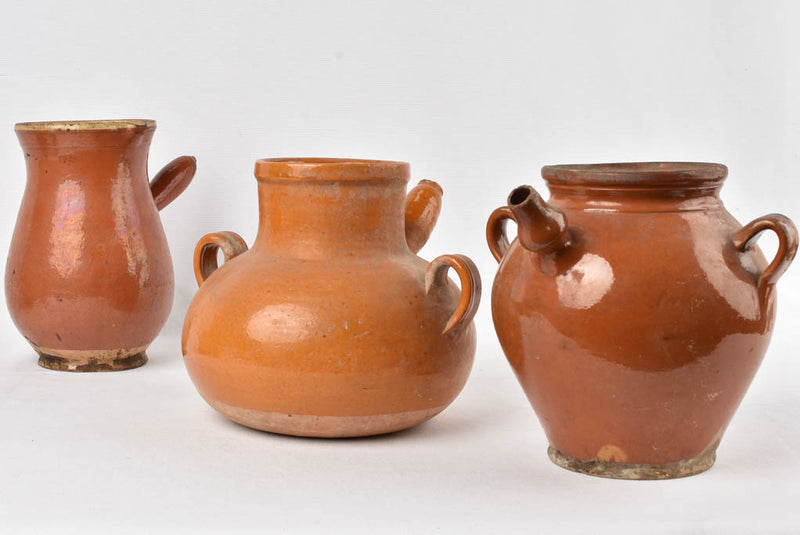 Nineteenth-century brown glazed cooking pots