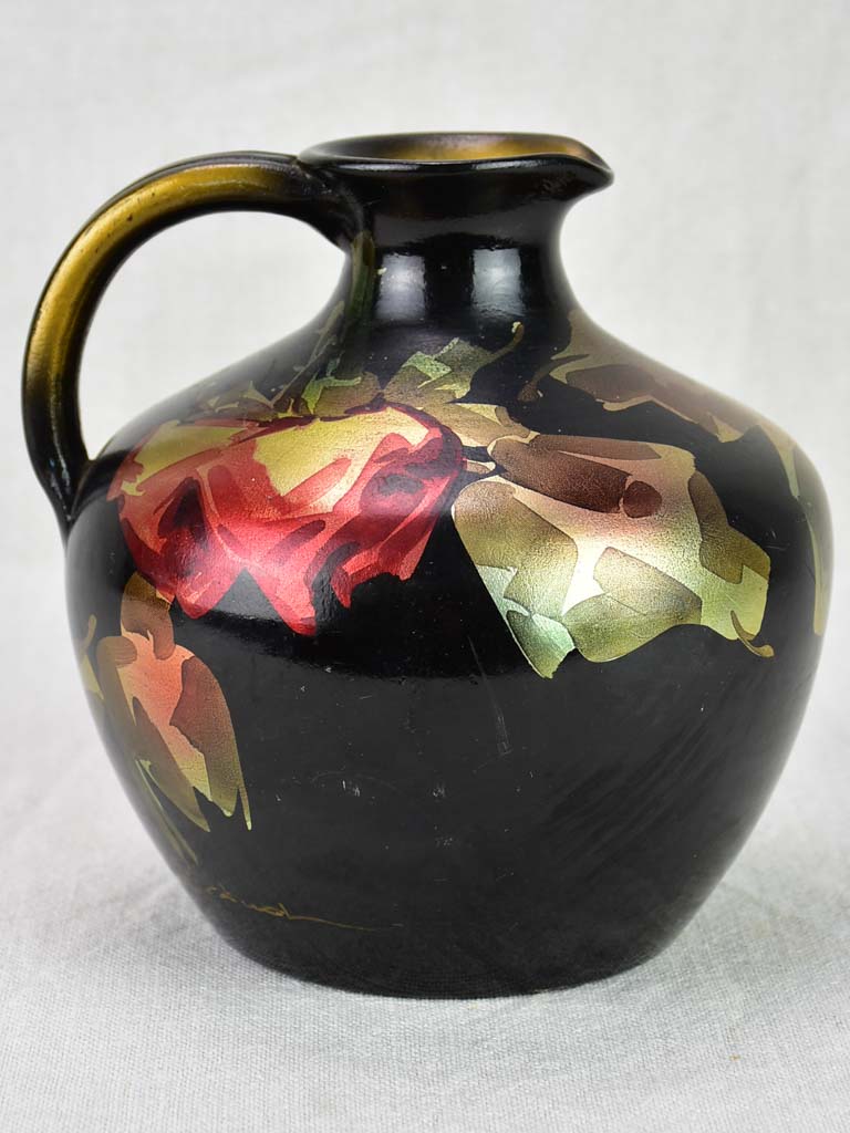 Red and Gold Floral Vallauris Vase