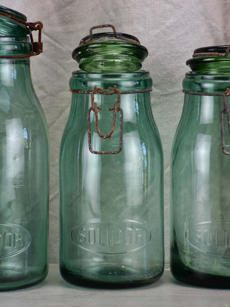 Collection of six antique French preserving jars