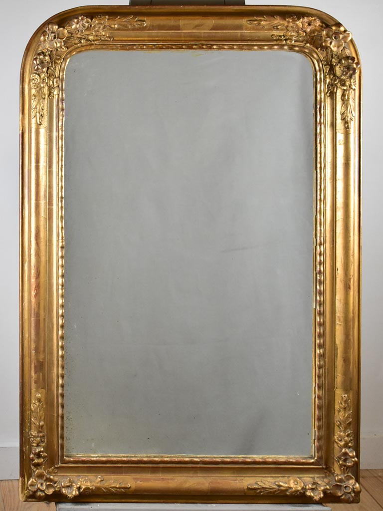 Antique French mirror with floral frame 28" x 41¼"