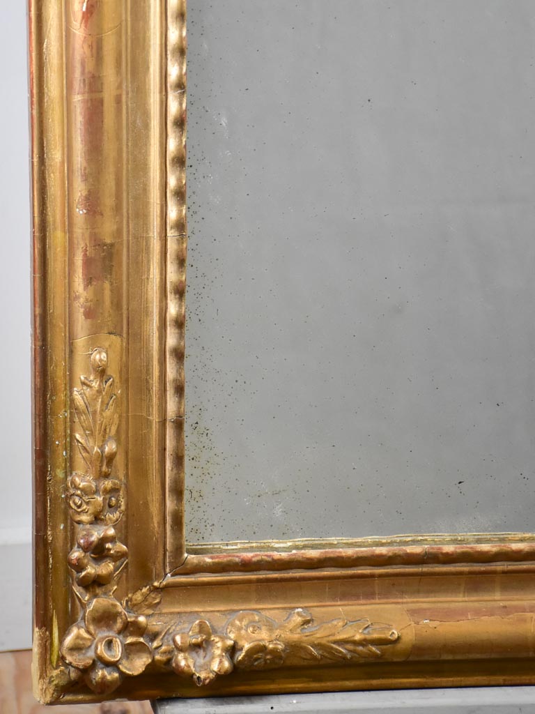 Antique French mirror with floral frame 28" x 41¼"