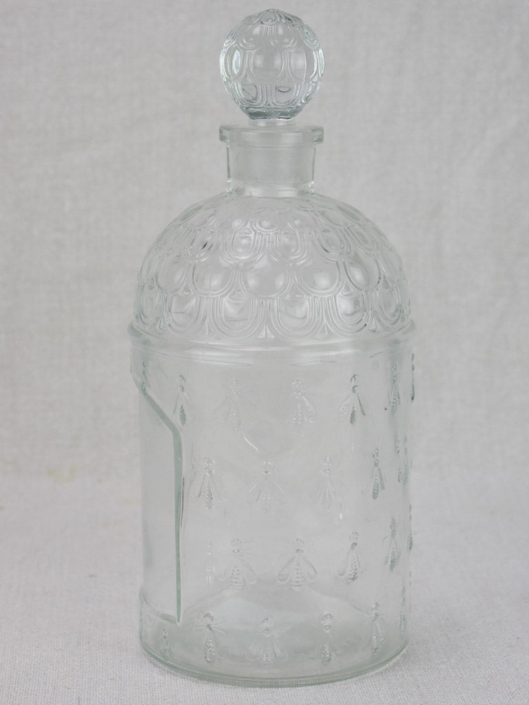 Antique Guerlain perfume bottle with bees and stopper 9"