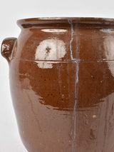 Rustic wide-handled brown terracotta crock