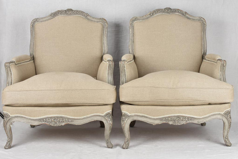 Relaxing Beige Louis XV Armchairs