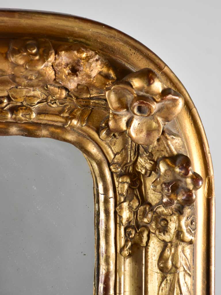 Antique French mirror with floral frame 28" x 41¼"