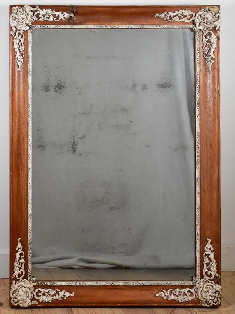 Antique French timber frame mirror