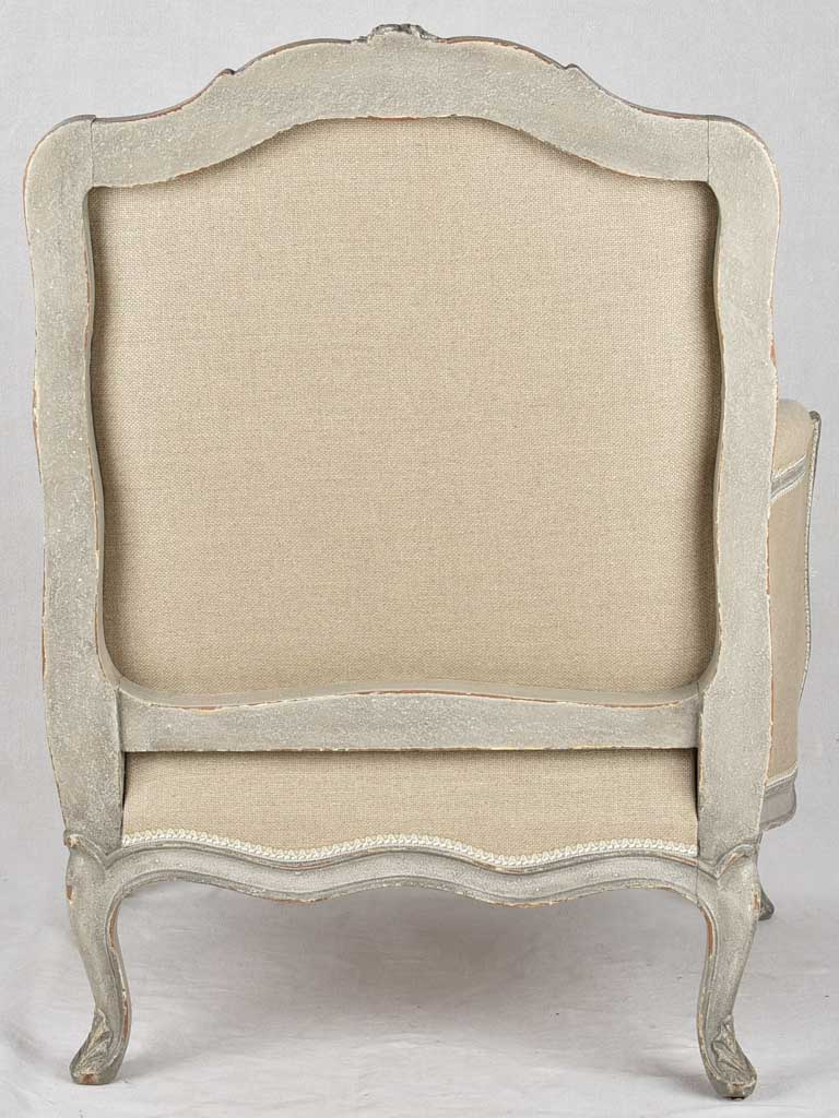 Linen Upholstered Louis XV Armchairs