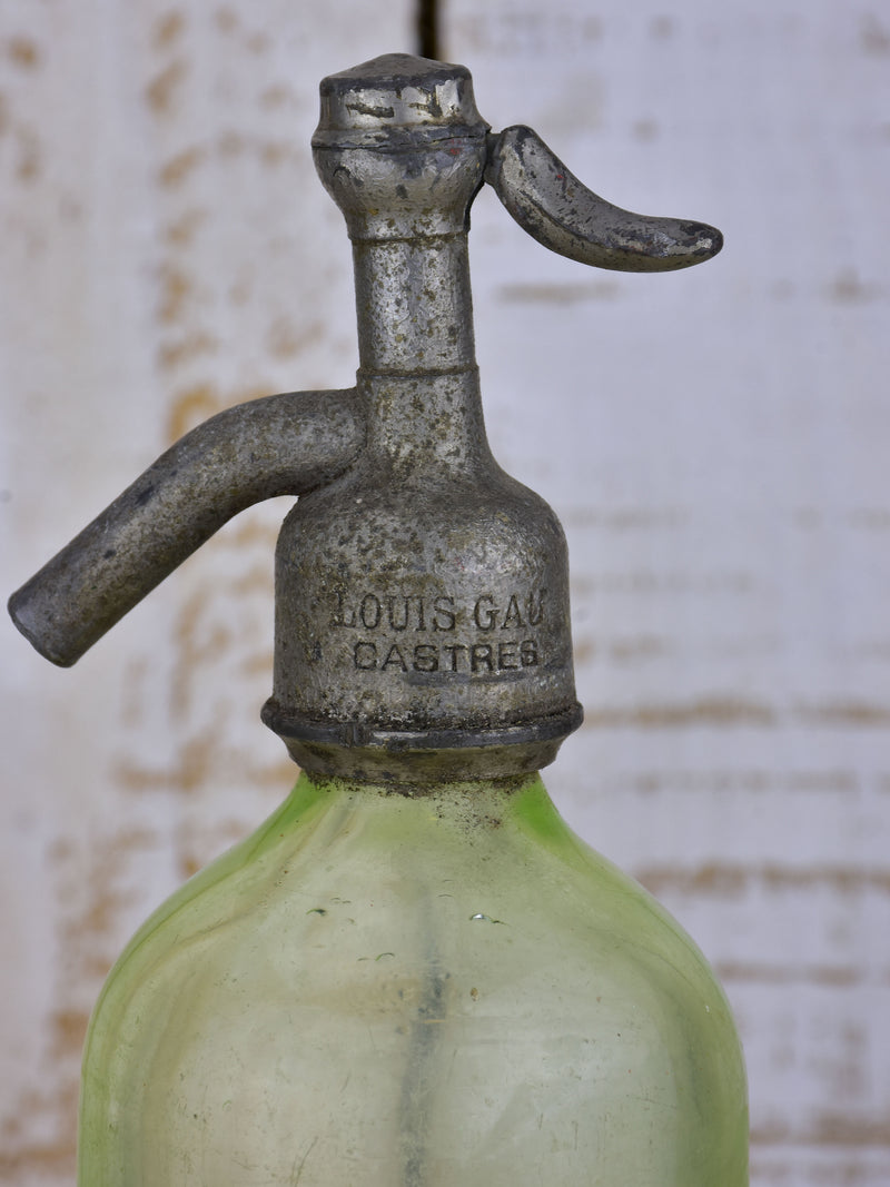 Antique French 'demi' Seltzer bottle - Vaseline glass