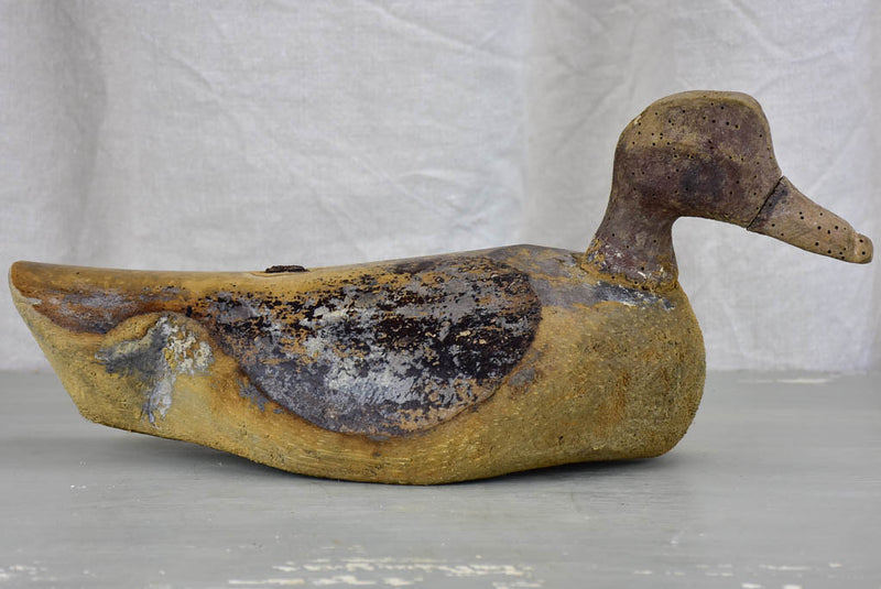 Antique French wooden duck hunting decoy