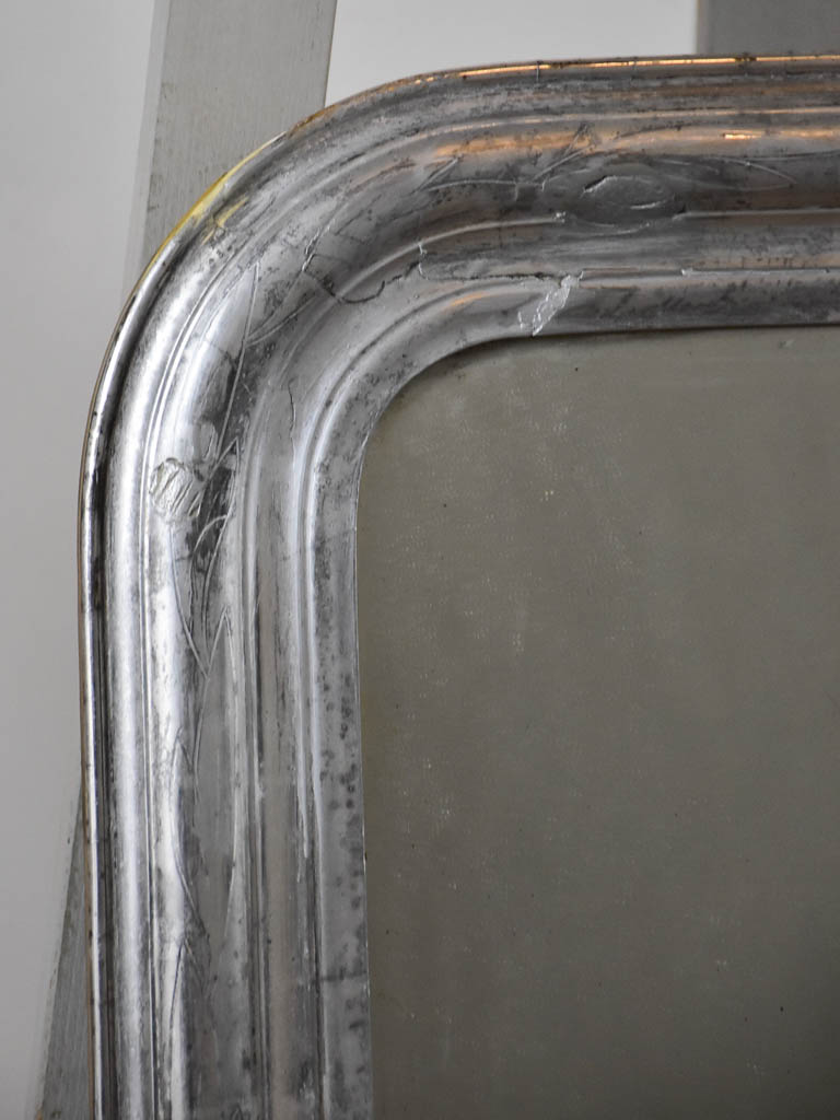 RESERVED Rare small Louis Philippe mirror with silver frame 17¾" x 20"