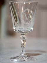 Vintage French crystal stemware collection with ‘V’ monogram