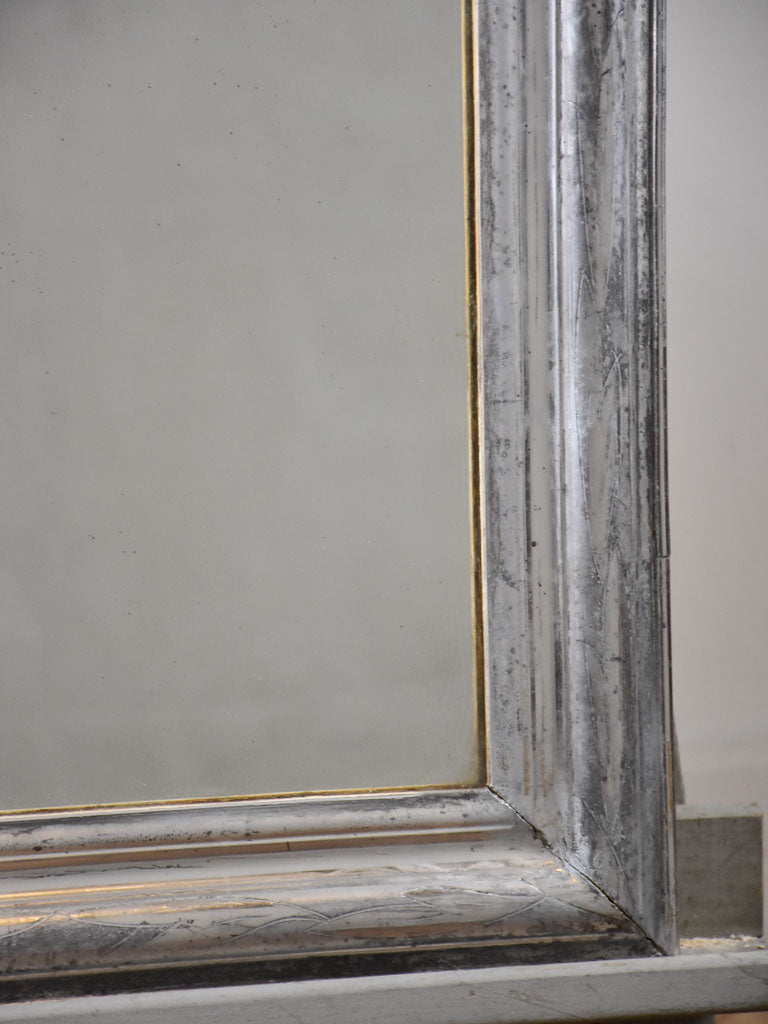 RESERVED Rare small Louis Philippe mirror with silver frame 17¾" x 20"