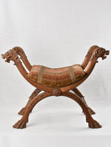 Victorian Lion-Headed Beechwood Carved Stool
