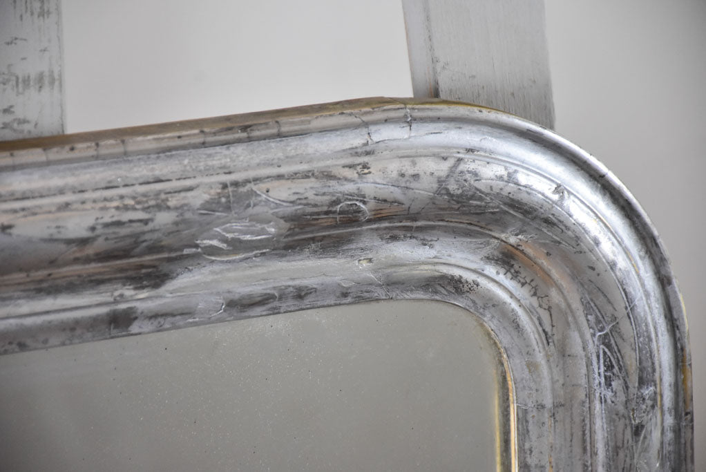 RESERVED Rare small Louis Philippe mirror with silver frame 17¾" x 20"