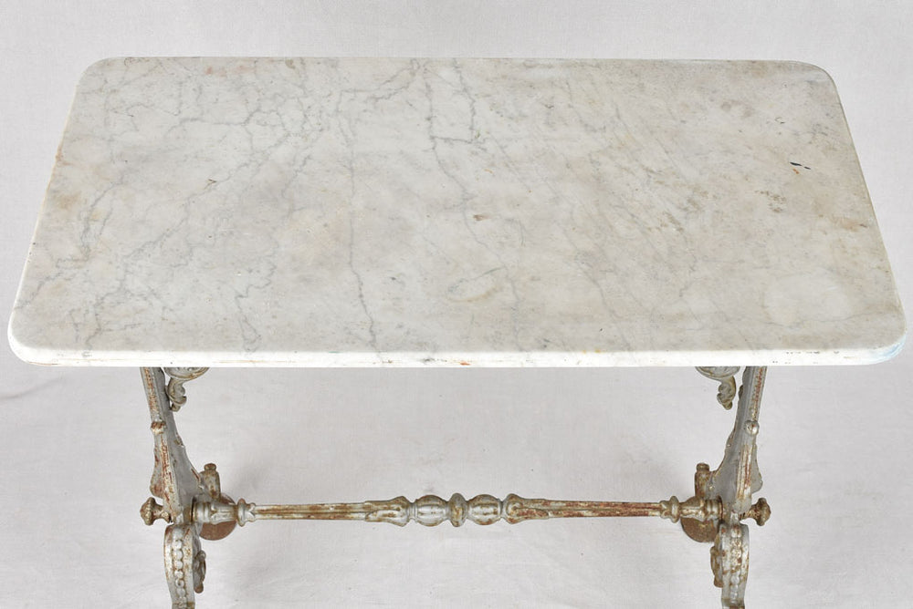 Rectangular marble and cast iron bistro table 35½