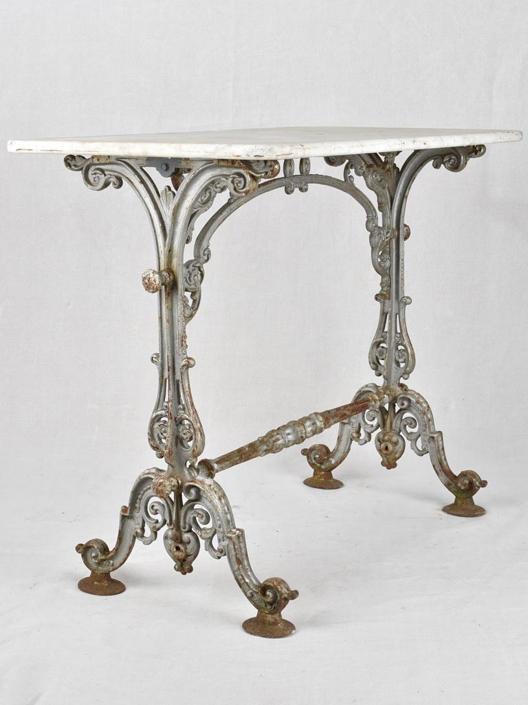 Rectangular marble and cast iron bistro table 35½