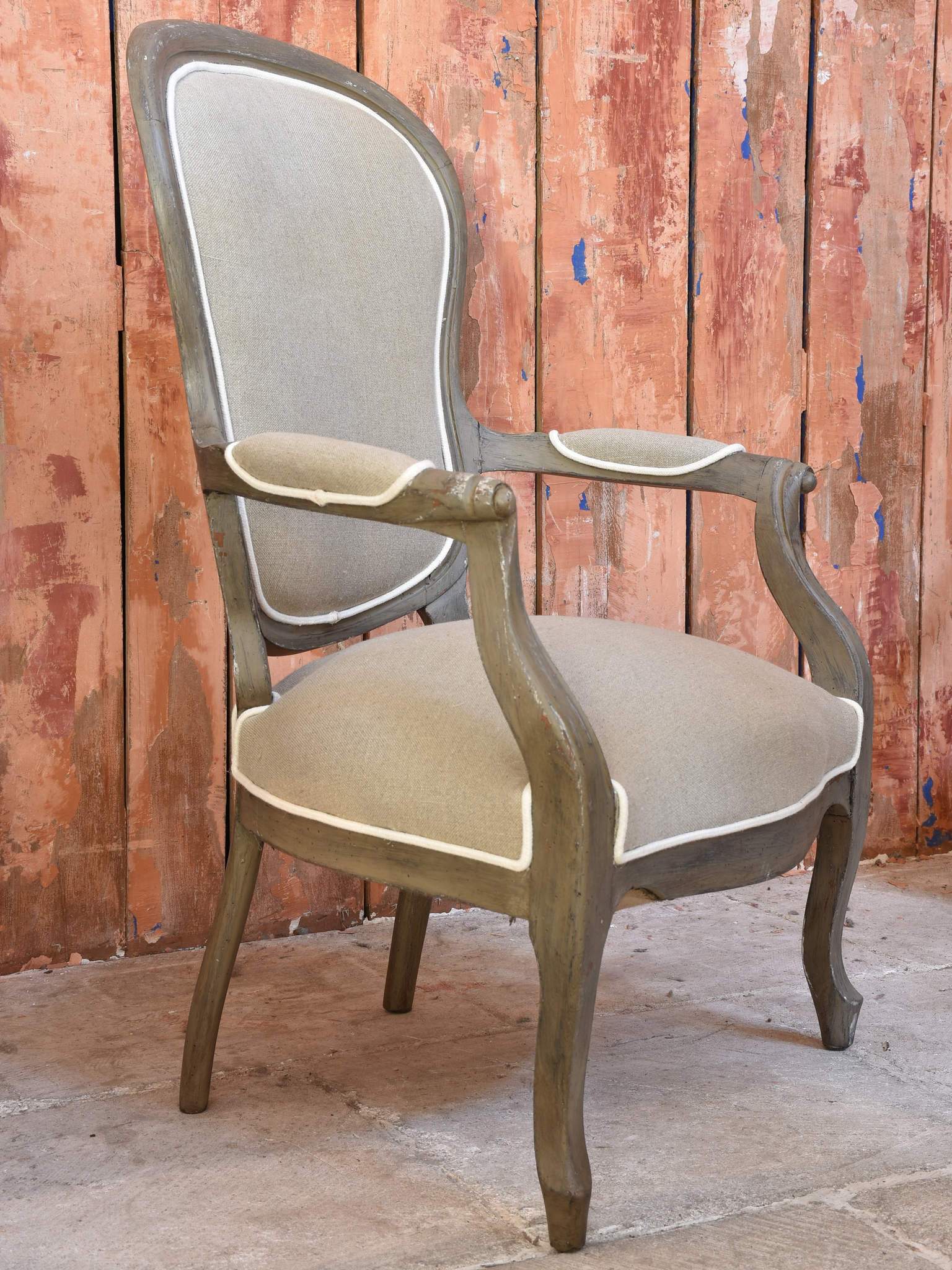Upholstered Louis Philippe French armchairs