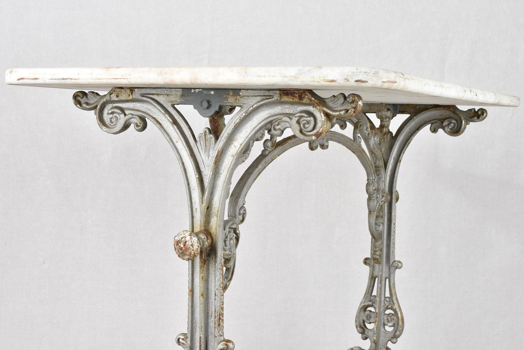 Rectangular marble and cast iron bistro table 35½