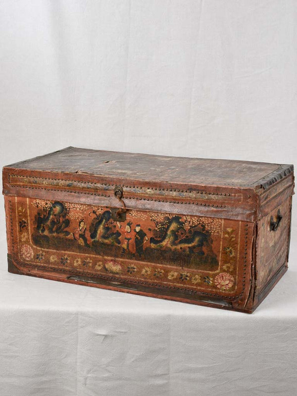 18th century camphor chest with leather 35¾"