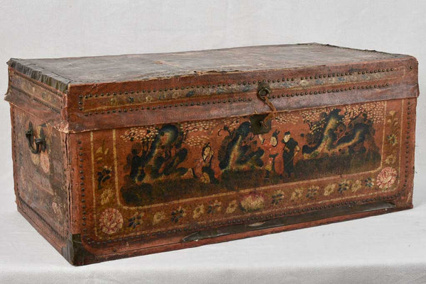 Aged Chinoiserie-Motif Camphor Storage Chest