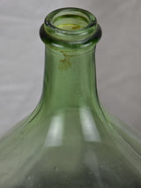 Small antique French demijohn bottle - green