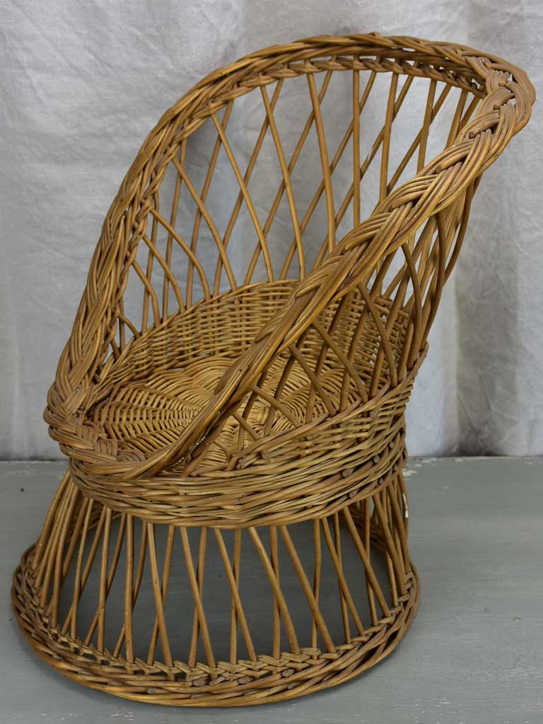 Mid-century children's wicker armchair and table