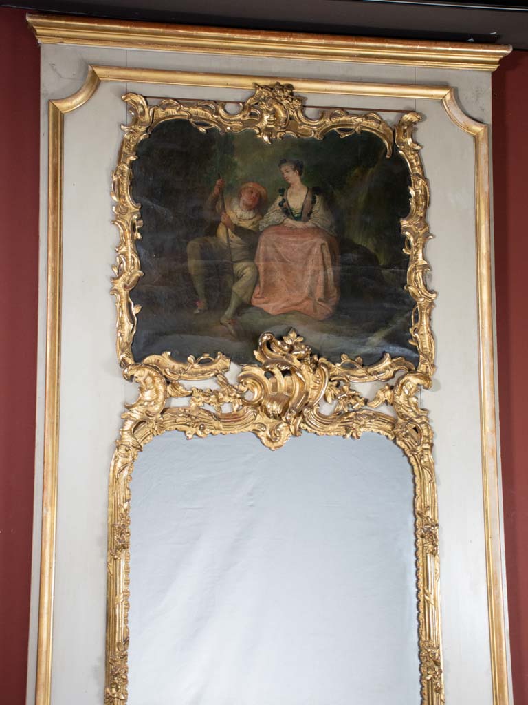 Monumental Louis XV 18th-century trumeau mirror 93¼"