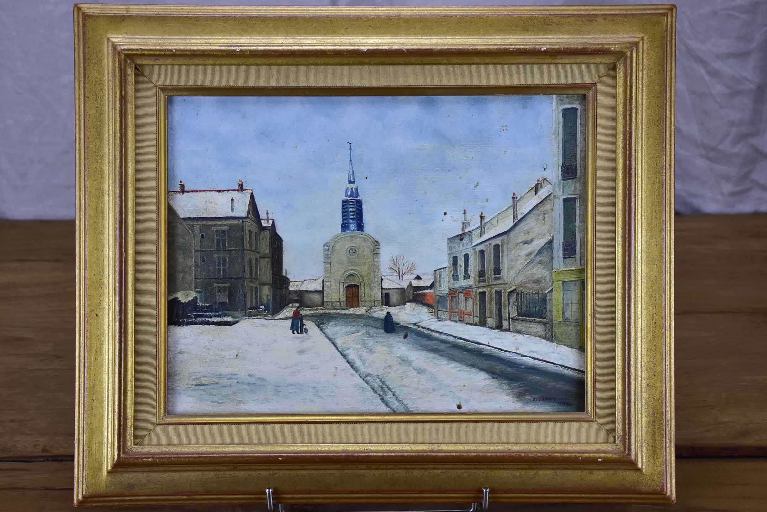 Painting of the church of Esbly - 1959. 19” x 15 ¾''