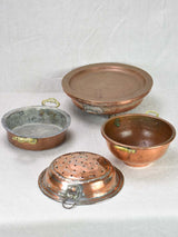 Antique French copper dishes collection