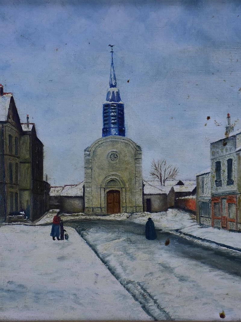 Painting of the church of Esbly - 1959. 19” x 15 ¾''