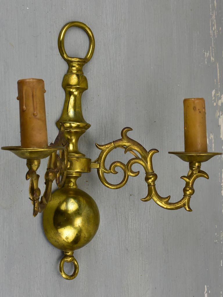Dutch or French brass appliques pair