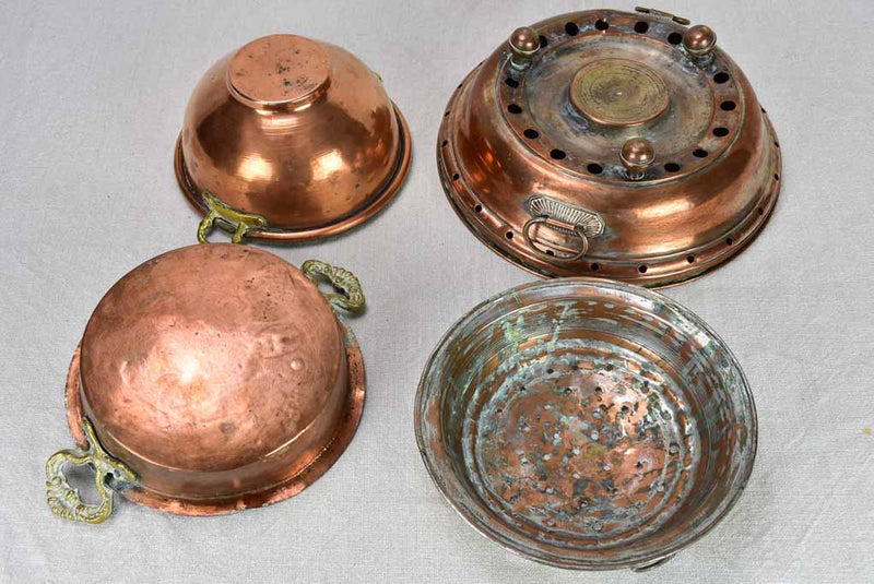 Aged French copper antique collection