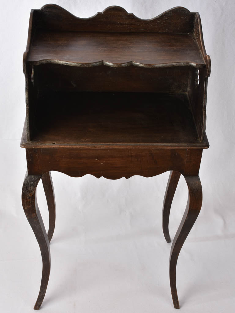 Cutouts Detailed Antique Walnut Nightstand